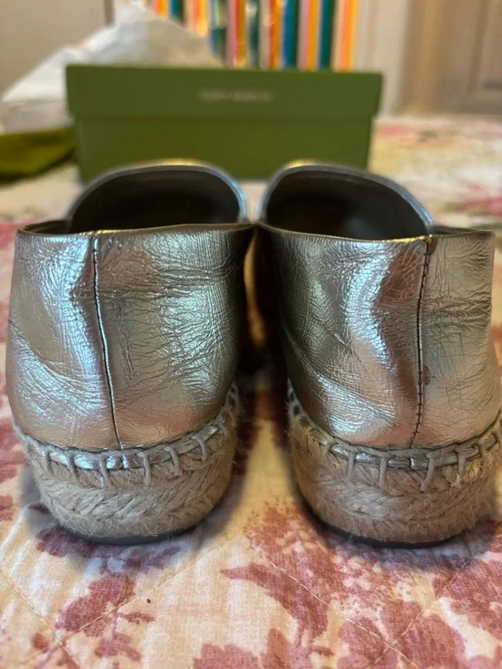 Tory Burch Metallic Gold Espadrille Loafers - Picture 13 of 16